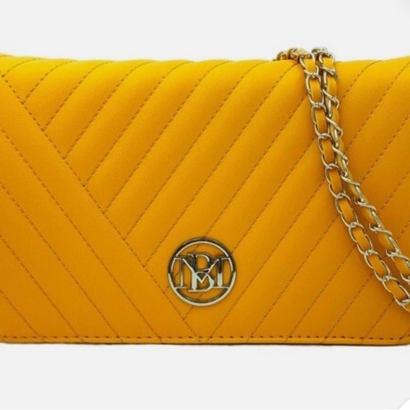 Badgley Mischka Handbags - NWT Badgley Mischka Mustard Quilted Crossbody Bag